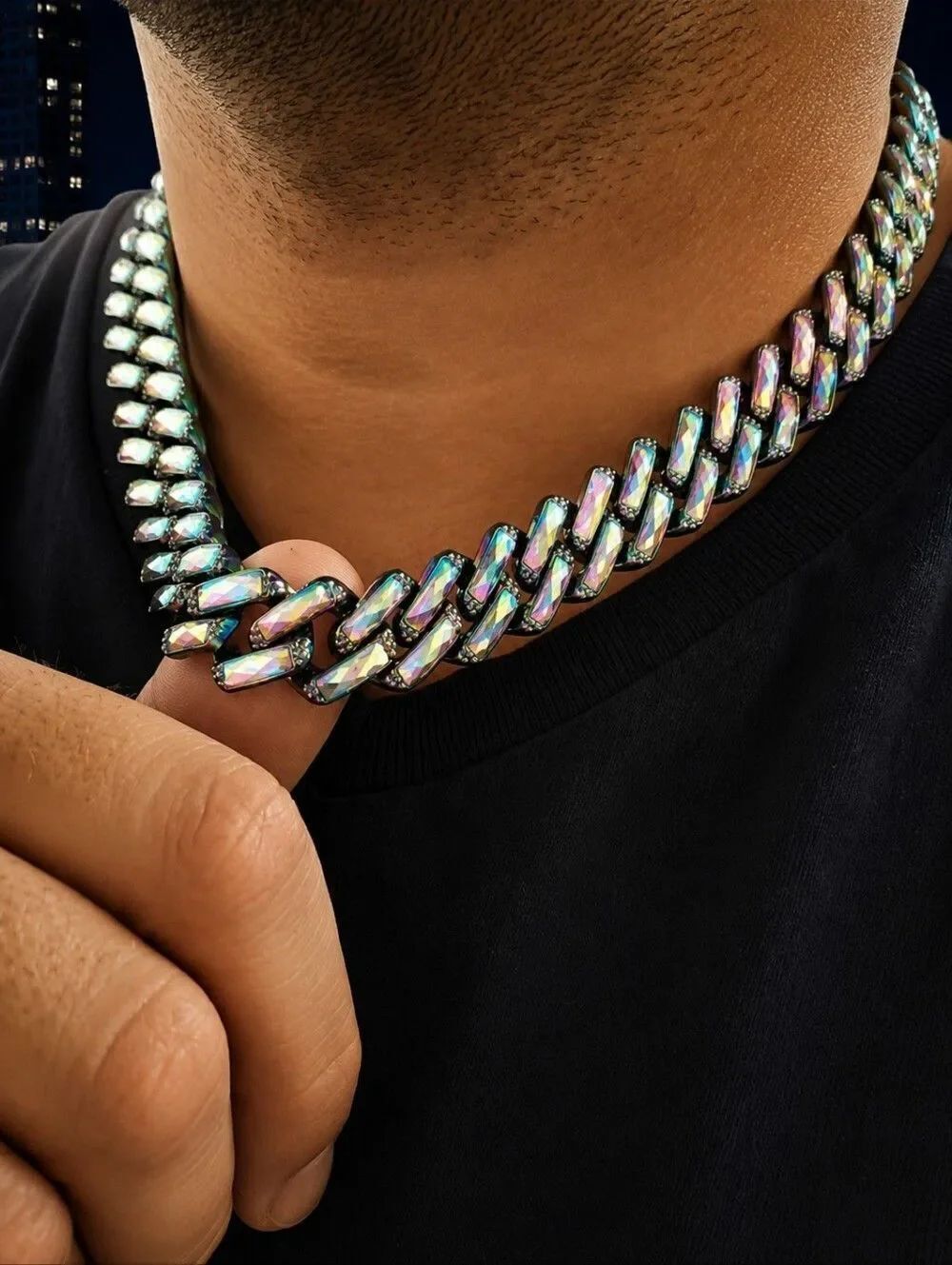 Iced Out Rainbow Cuban Link Chain
